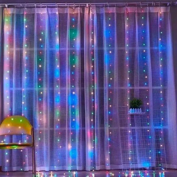 Светодиодная гирлянда Штора от сети, 3х2м, 200LED, Разноцветный / Гирлянда занавес на окно / Новогодняя гирлянда 23458184901 фото