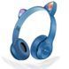 Беспроводные Bluetooth наушники с кошачьими ушками и подсветкой Cat Miu Star P47 Синие / Детские наушники 23456529101 фото 3