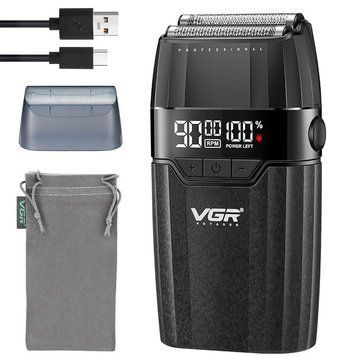 Электробритва шейвер, двойное лезвие, LED дисплей, от USB VGR V-640S / Мужская электробритва аккумуляторная / Бритва электрическая 234588421 фото
