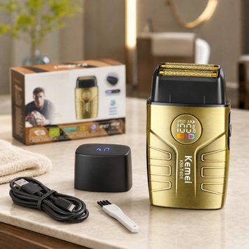 Электрическая бритва для мужчин, от USB, 1400мАч, Kemei T401, Золотистая / Мужская электробритва аккумуляторная / Шейвер 234595944 фото