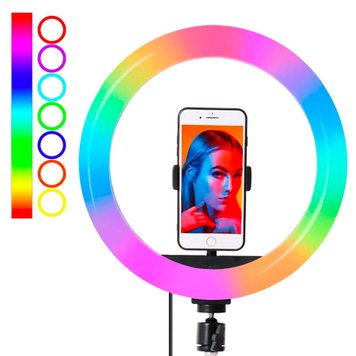 Кільцева LED лампа 30 см MJ 300 Soft Ring Light / Світлодіодна лампа /  Кільцева RGB лампа з тримачем для телефону 234561666 фото