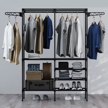 Вішалка для одягу та взуття до 15 кг, (157х105х80 см), Simple Coat Rack Double Row / Підлогова стійка-вішалка з полицями 234570242 фото