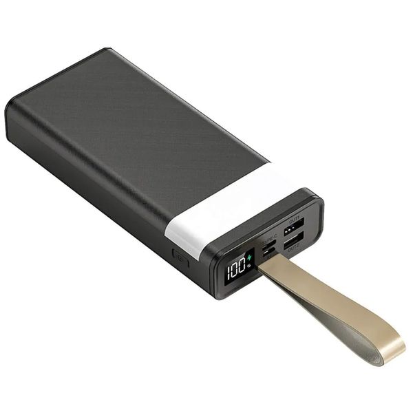 Повербанк на 20000mAh з ліхтариком, 2хUSB, KP-77, Чорний / Портативний зарядний пристрій / Power Bank для телефону 234571640 фото