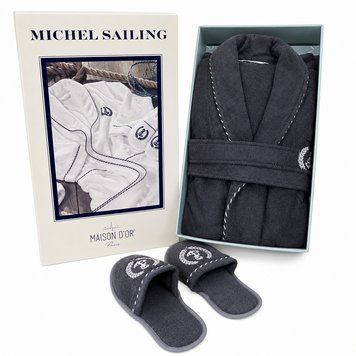 Мужской махровый халат, S, Michel Sailing / Банный халат на запах / Махровый халат / Длинный мужской халат 34570511801 фото