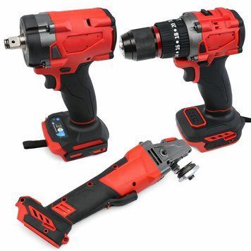 Набір акумуляторного інструменту 3в1, 2 АКБ, в кейсі / Комплект інструментів / Болгарка / Гайковерт / Шуруповерт 234591845 фото