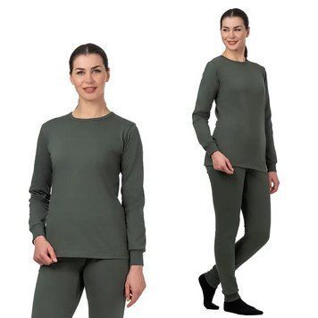 Комплект теплої термобілизни жіночої (S-2XL) 2в1, Хакі / Жіноча зимова термобілизна / Термокофта + штани, S 234564284 фото
