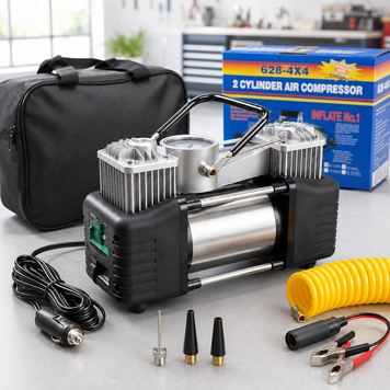 Компрессор для шин 150 Вт, 12V, 85л/мин, Air Compressor 628-4x4 / Воздушный автомобильный компрессор / Двухпоршневой компрессор-насос 234571292 фото