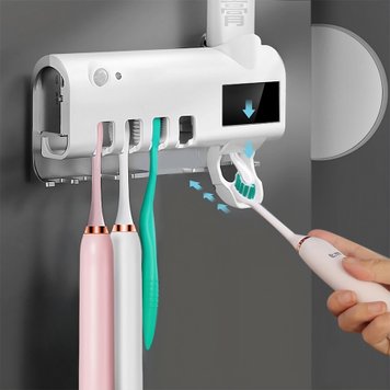 Диспенсер з УФ стерилізацією для зубної пасти та щіток BRUSH STERILIZER / Тримач для зубних щіток  234567015 фото