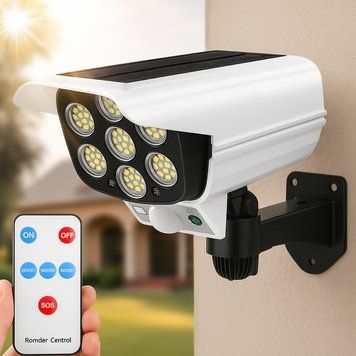 Уличный фонарь на солнечной батарее в виде камеры + пульт, CL 877B / LED светильник настенный / Светодиодный фонарь с датчиком движения 234560358 фото