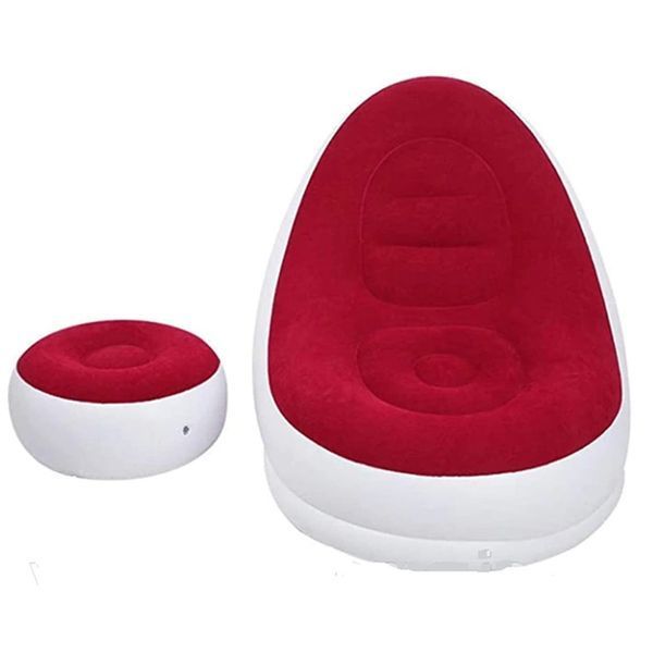 Надувний диван з пуфом Air Sofa - 99х130х76см Intex, Червона / Надувне велюрове крісло-диван з пуфиком 23456510901 фото