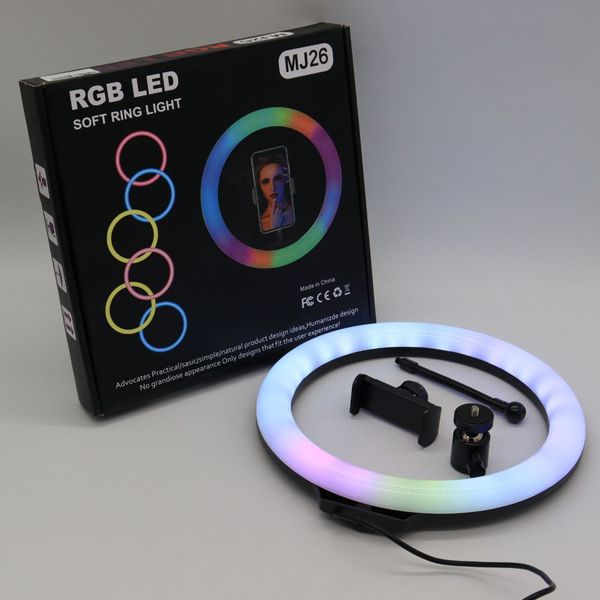 Кільцева RGB лампа 26 см, MJ260 Soft Ring Light / Світлодіодна лампа для селфі 234562091 фото