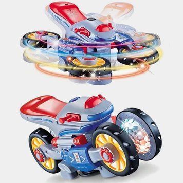 Интерактивная танцующая игрушка Мотоцикл 23см + подсветка, от батареек, YJ388 / Музыкальная игрушка квадроцикл 234574917 фото