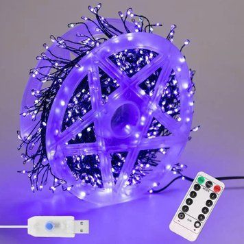 Гирлянда Роса мишура от USB, 100м, 2000LED +пульт, Синий / Гирлянда на елку / Новогодняя LED гирлянда 23459172101 фото
