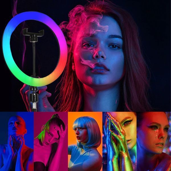 Кільцева лампа 30 см, від USB, MJ 300 Soft Ring Light + Штатив 0,66-2 м + Пульт для селфі / Світлодіодна LED лампа / Кільцева RGB лампа з тримачем для телефону 234561666(цей артикул вірний) фото