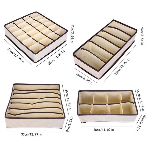 Набор органайзеров для нижнего белья 4 шт / Складные органайзеры в шкаф / Органайзер для носков 234575422 фото