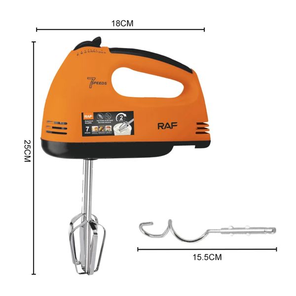 Ручний міксер з 2 змінними насадками, 7 швидкостей, 260W, R6633B, Помаранчевий / Електроміксер кухонний 23457225201 фото